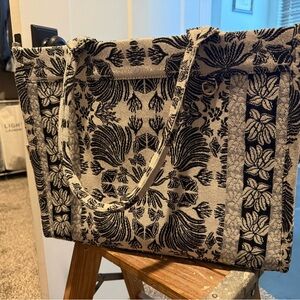 a new day Black and Cream Floral Tote